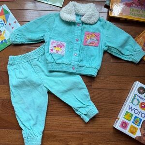 Vintage Retro Girls Ballet Dance Corduroy Jacket and Pant Set, 100% Cotton, 12m